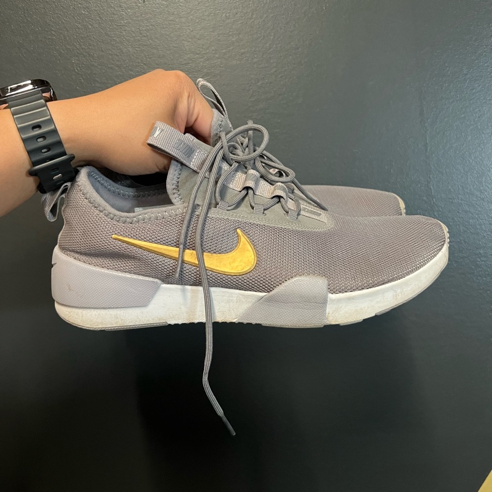 Nike GS Ashin Gray and Gold Sneakers